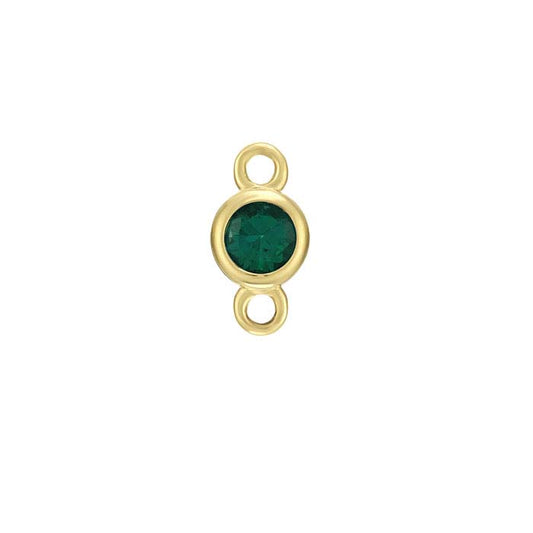 14K Yellow Gold 2.5mm Lab-Grown Emerald-Set Link Component