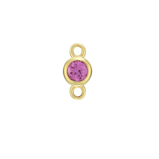 14K Yellow Gold 2.5mm Lab-Grown Pink Sapphire-Set Link Component