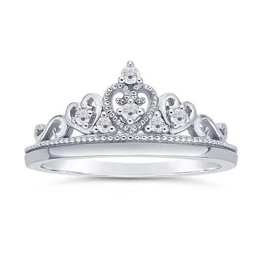 14K White Gold Diamond-Set Tiara Ring