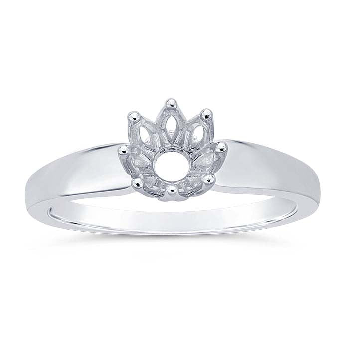 14K White Gold 6.5mm Round Ring Mounting