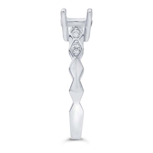 14K vitt guld rund halvfattning för förlovningsring