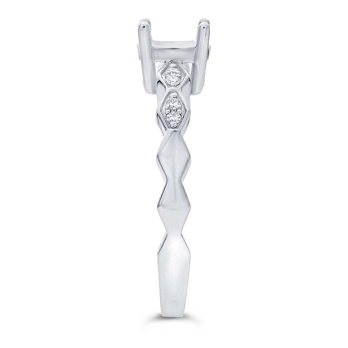 14K White Gold Round Semi-Mount Engagement Ring Mounting