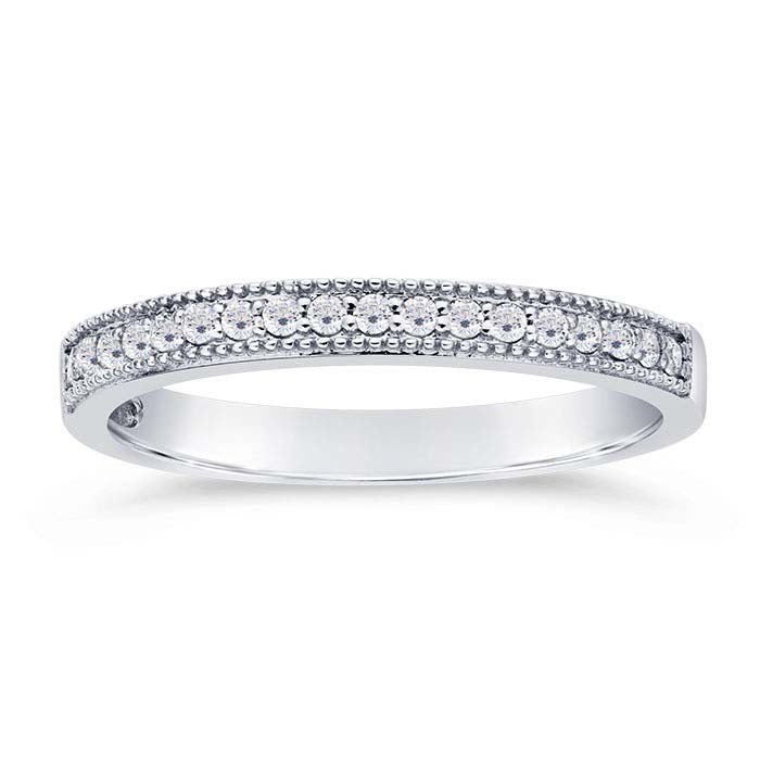 14K White Gold Diamond-Set Wedding Band