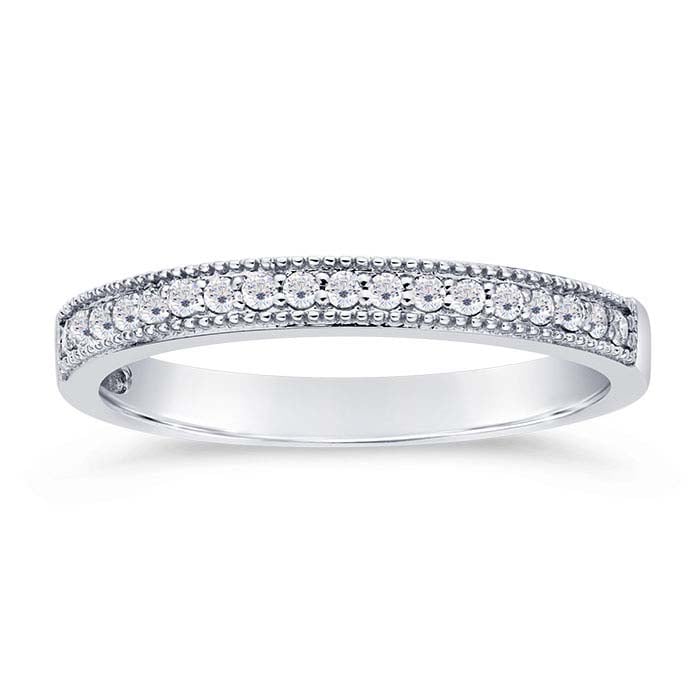 14K White Gold Diamond-Set Wedding Band