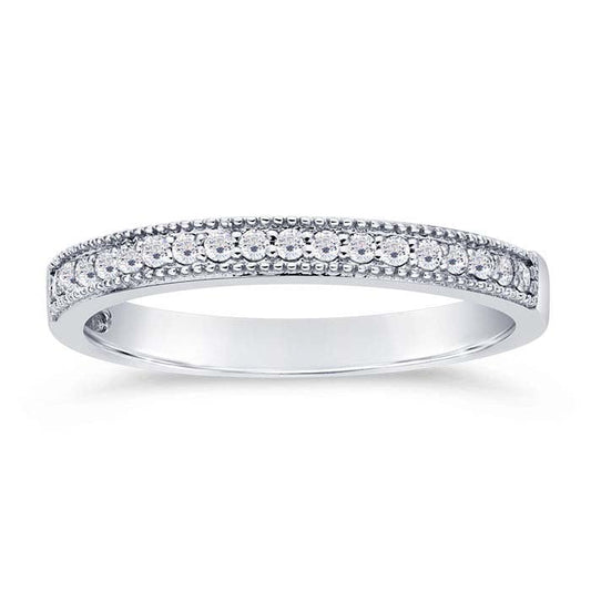 14K White Gold Diamond-Set Wedding Band