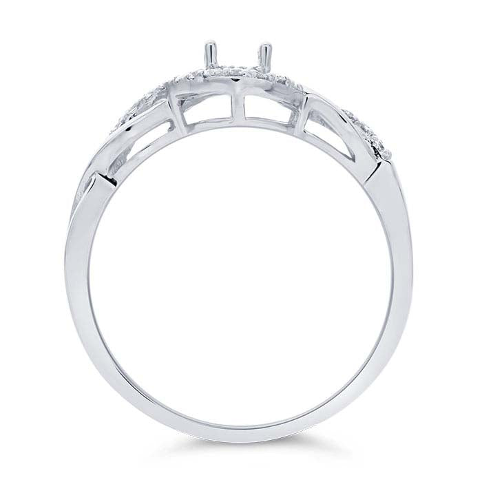 14K White Gold 6 x 4mm Oval Semi-Mount Engagement Ring Mounting