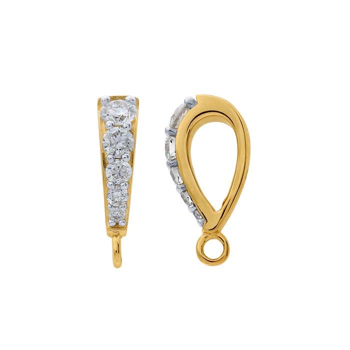 14K Yellow Gold Diamond-Set Pendant Bails with Ring