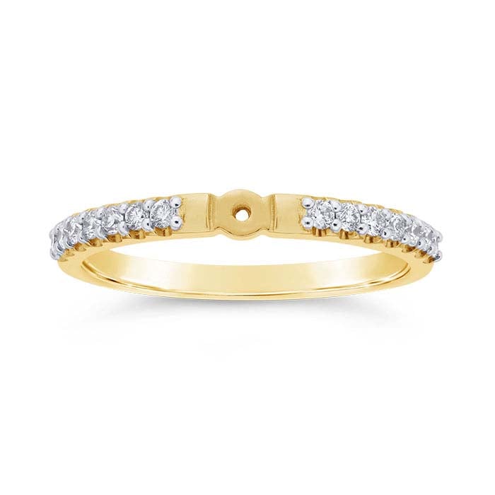 14 Karat Gelbgold, diamantbesetzter Ringschaft mit Loch