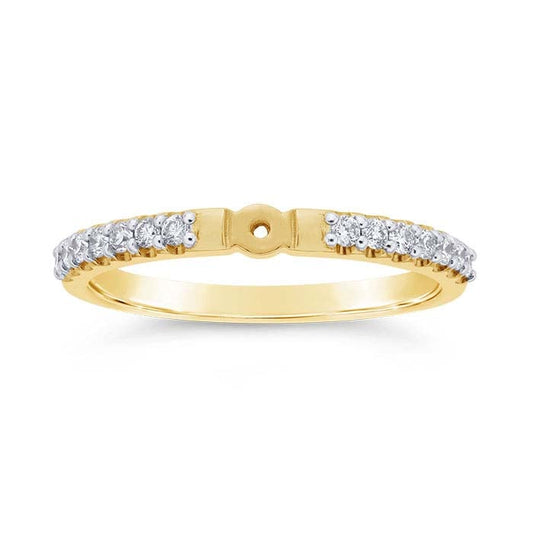 14 Karat Gelbgold, diamantbesetzter Ringschaft mit Loch