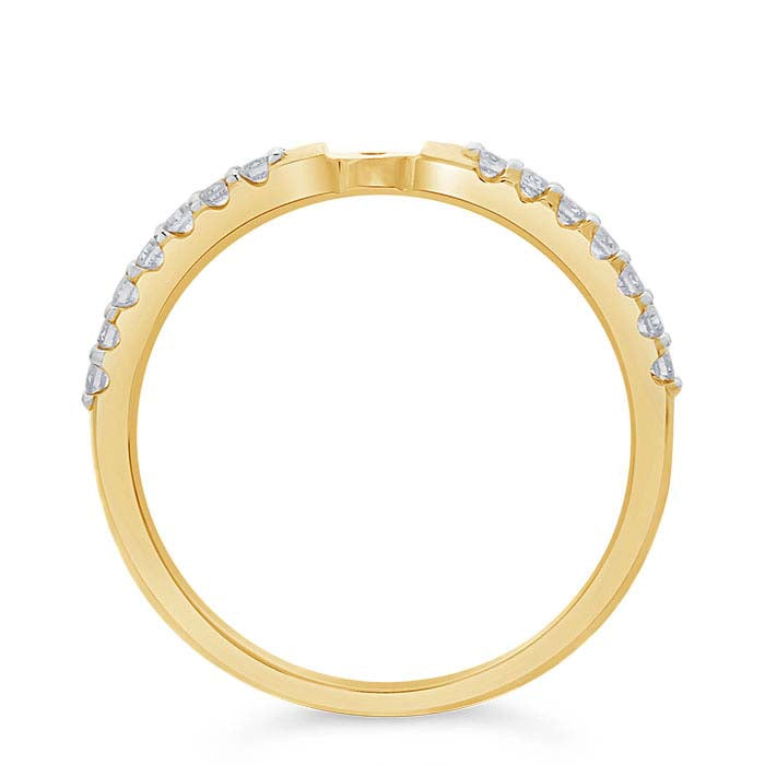 14 Karat Gelbgold, diamantbesetzter Ringschaft mit Loch