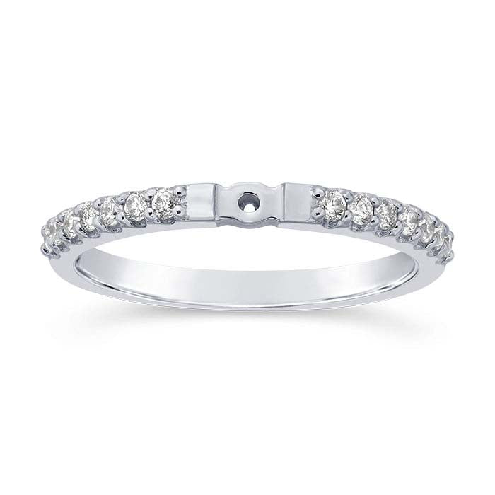 14K White Gold Diamond-Set Ring Shank with Hole