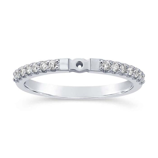14K White Gold Diamond-Set Ring Shank with Hole