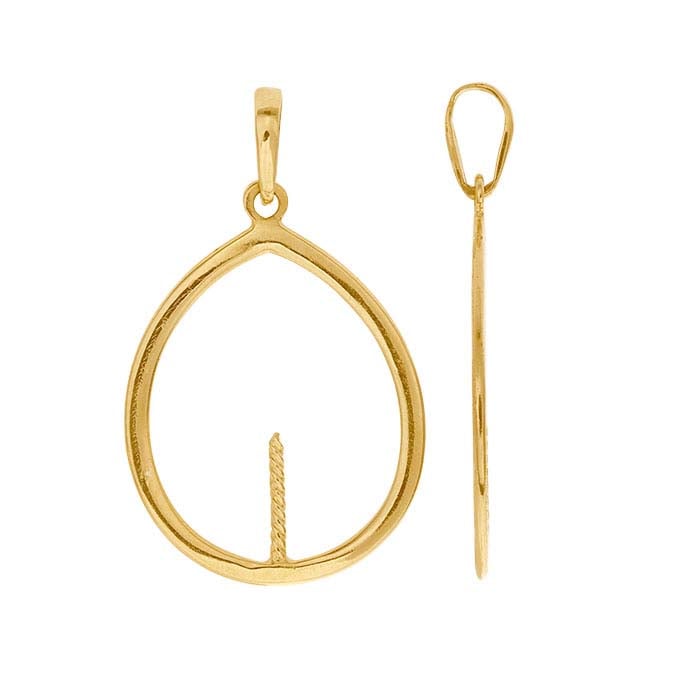 14K yellow Gold Teardrop Pearl Pendant Mounting