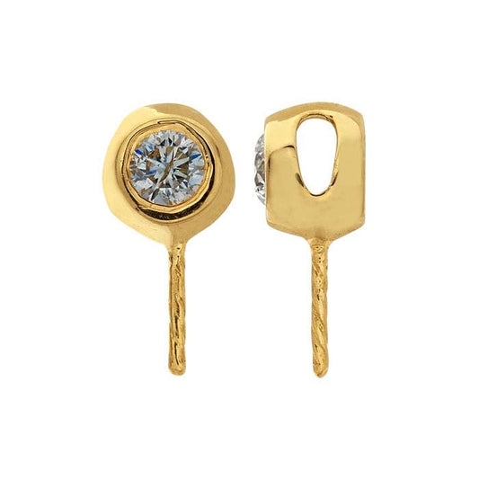 14K Yellow Gold Diamond-Set Pearl Pendant Mounting