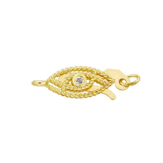 Chiusura di Sicurezza a Corda Marquise con Diamanti, Oro Giallo 14K, 14,3 x 4,65 mm