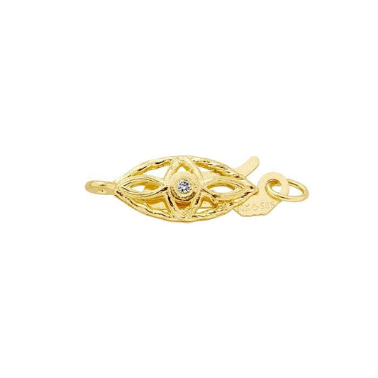 Chiusura di Sicurezza Marquise con Diamanti 14 x 4,7 mm in Oro Giallo 14K