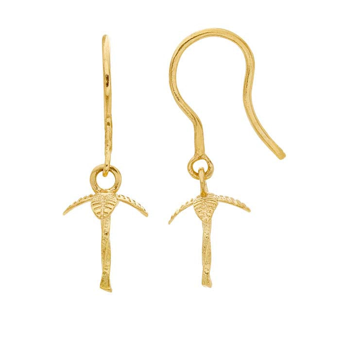 14K Yellow Gold Ear Wire with Pearl Mounting Dangle