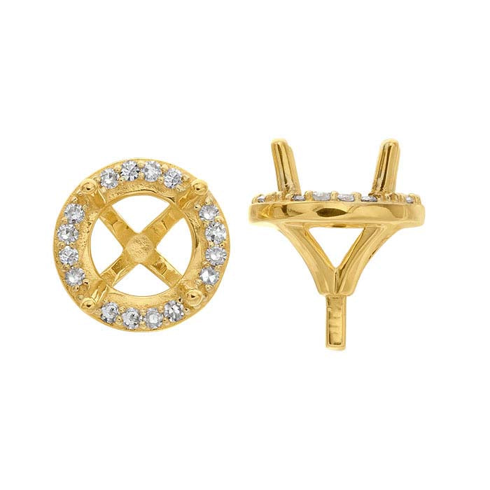 Montatura semilavorata a cerchio 6,5 mm in oro giallo 14K con castone a 4 griffe e perno