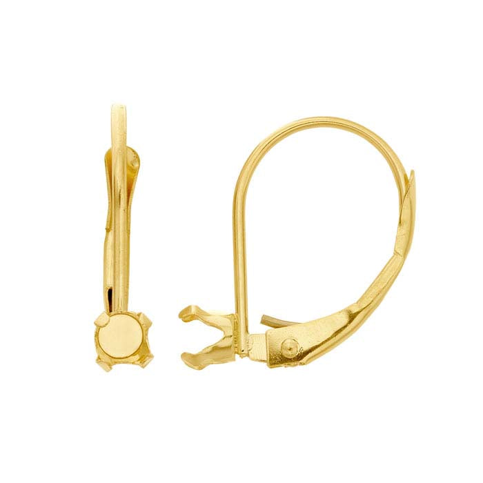 14K Yellow Gold Lever-Back Round Snap-Set™ Earring Mounting