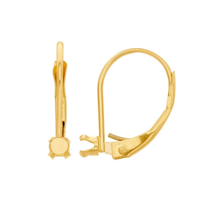 14K Yellow Gold Lever-Back Round Snap-Set™ Earring Mounting
