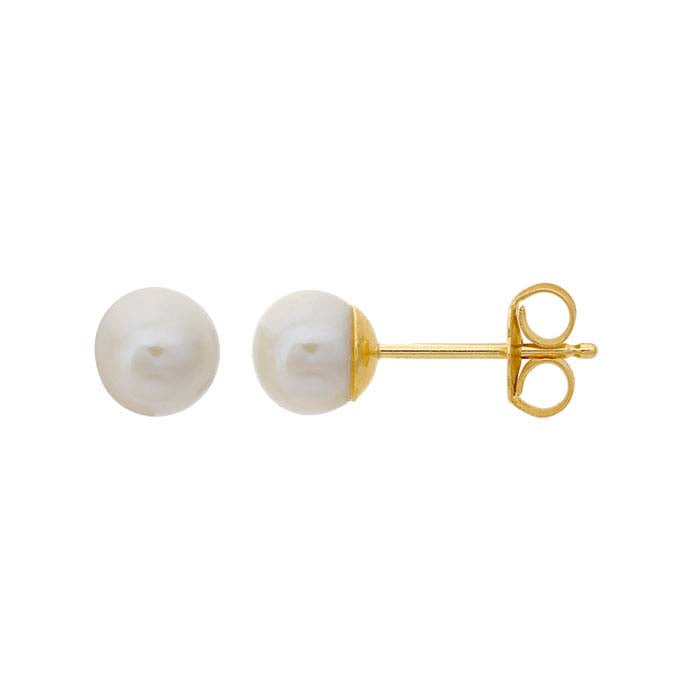14K Yellow Gold Post Earrings with Freshwater Cultured Pearl