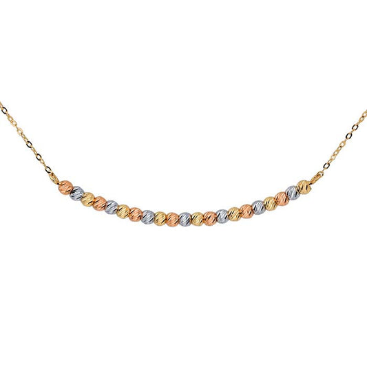 14K Yellow Gold Tri-Color Bead Necklace