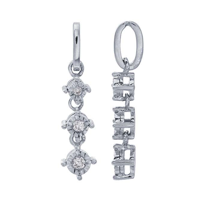 14K White Gold 3 Hanging Diamonds Pendant