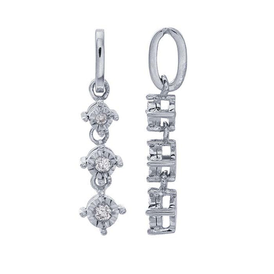 14K White Gold 3 Hanging Diamonds Pendant
