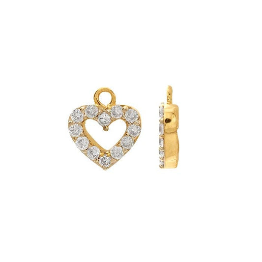 14K Gult Guld Diamantsatt Hjärtberlock