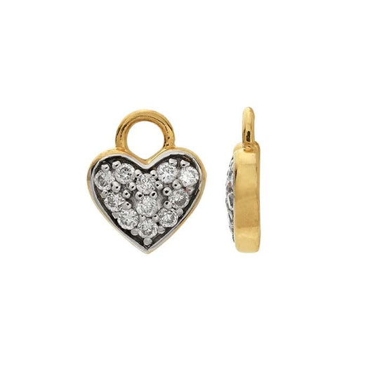 14K Gult Guld Diamantsatt Hjärtberlock