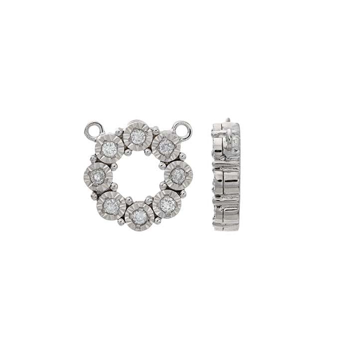 14K White Gold Diamond-Set Circle Festoon Pendant