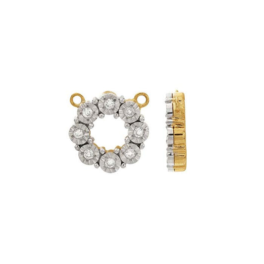 14K Yellow Gold Diamond-Set Circle Festoon Pendant