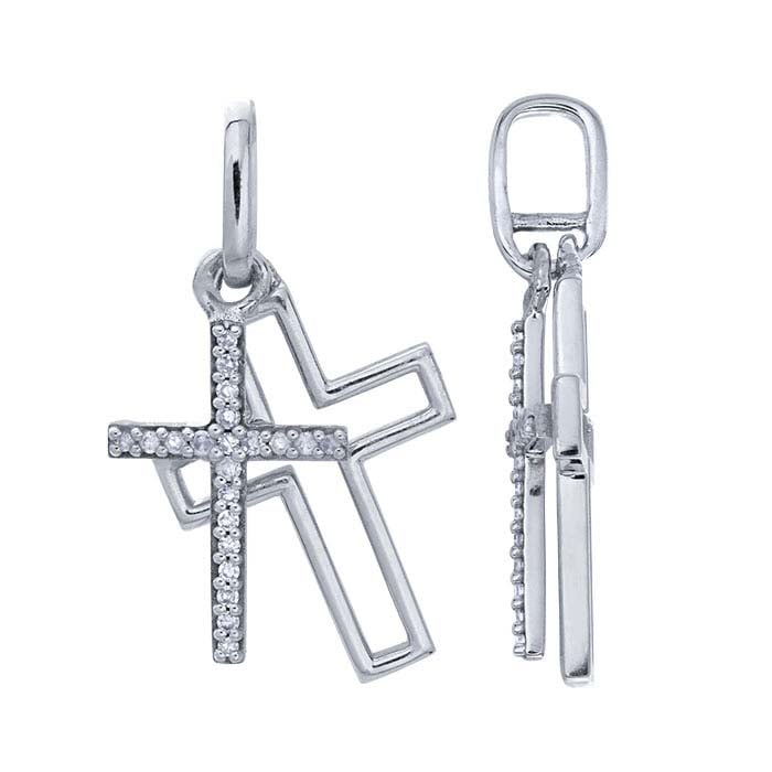 14K White Gold Cross with Cross Insert Pendant
