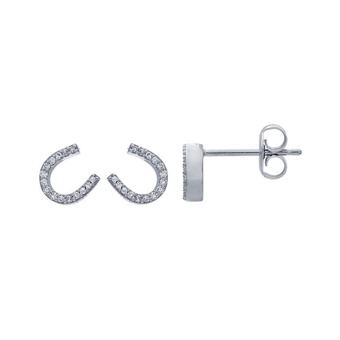 14K White Gold Diamond-Set Wishbone Earrings