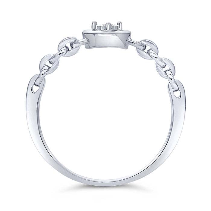 14K White Gold Diamond-Set Heart Ring