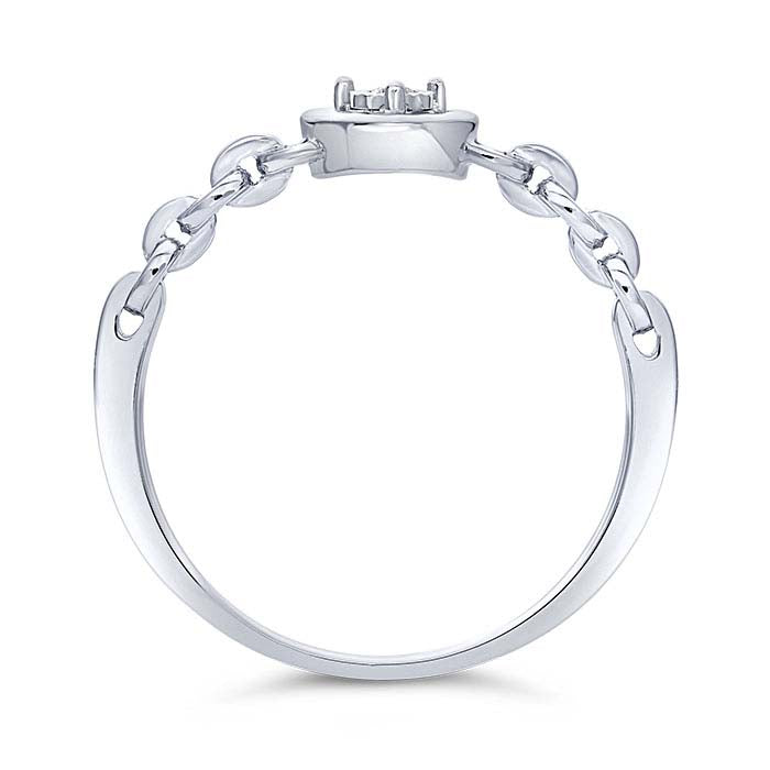14K White Gold Diamond-Set Heart Ring
