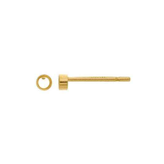 14/20 Yellow Gold-Filled 2mm Round Bezel Post Earring