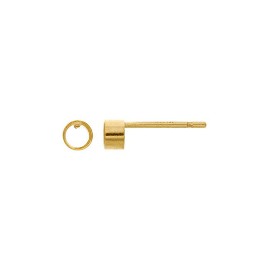 14/20 Yellow Gold-Filled 3mm Round Bezel Post Earring