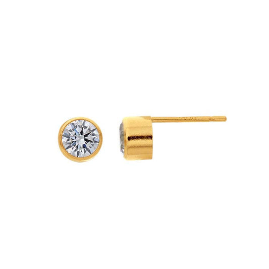 14/20 Yellow Gold-Filled White CZ-Set Post Earring