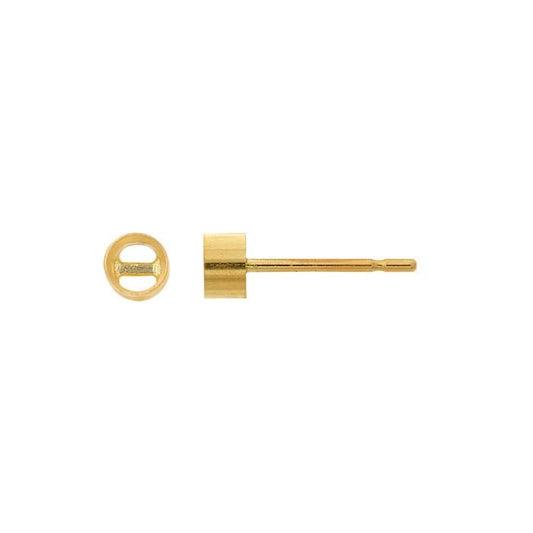 14K Yellow Gold 3mm Round Bezel Post Earring