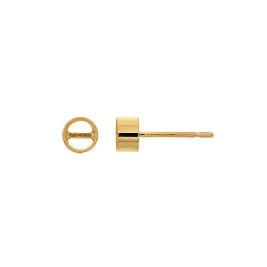 14K Yellow Gold 4mm Round Bezel Post Earring