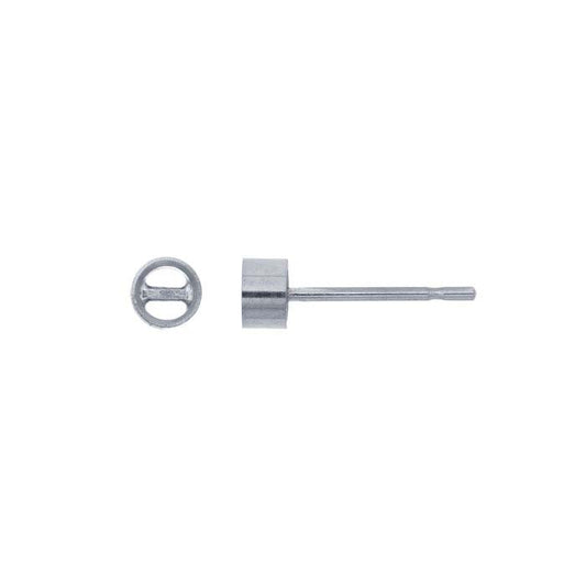 14K White Gold 3mm Round Bezel Post Earring