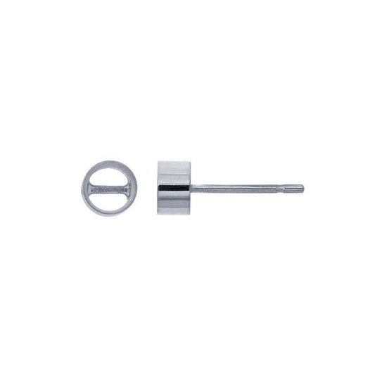 14K White Gold 4mm Round Bezel Post Earring