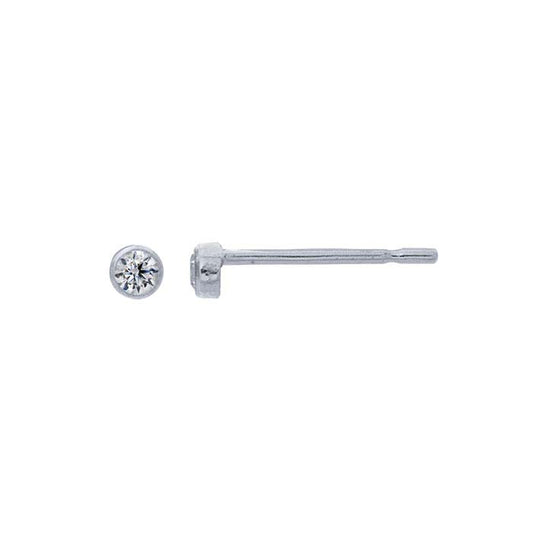 14K White Gold 2mm White CZ-Set Post Earring