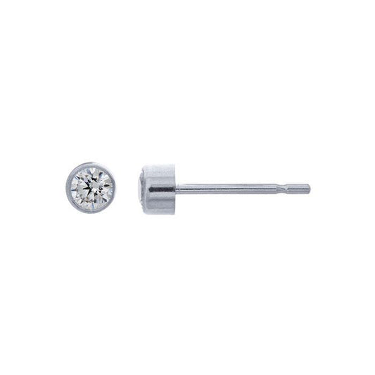 14K White Gold 3mm White CZ-Set Post Earring