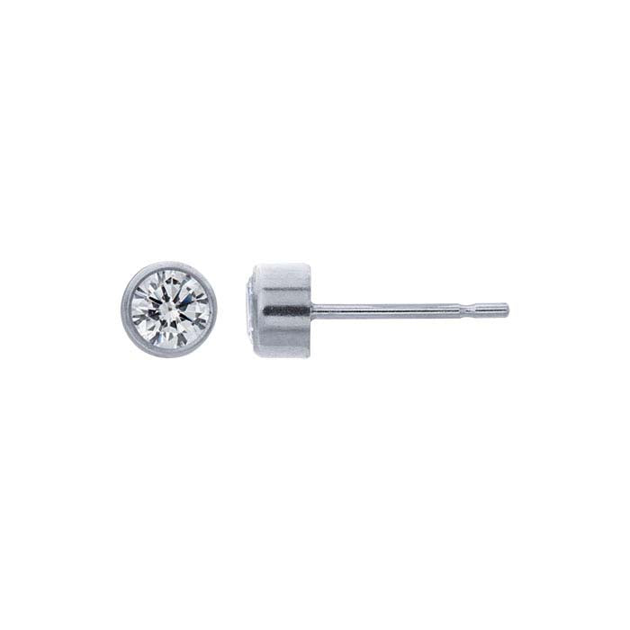 14K White Gold 4mm White CZ-Set Post Earring