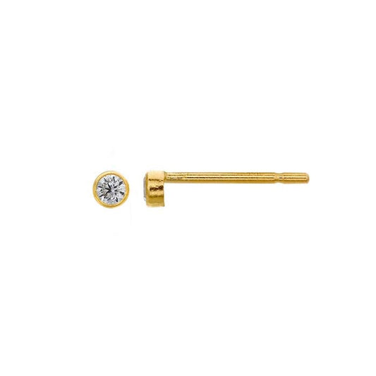 14K Yellow Gold 2mm White CZ-Set Post Earring