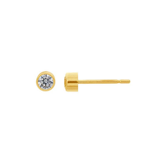 14K Yellow Gold 3mm White CZ-Set Post Earring