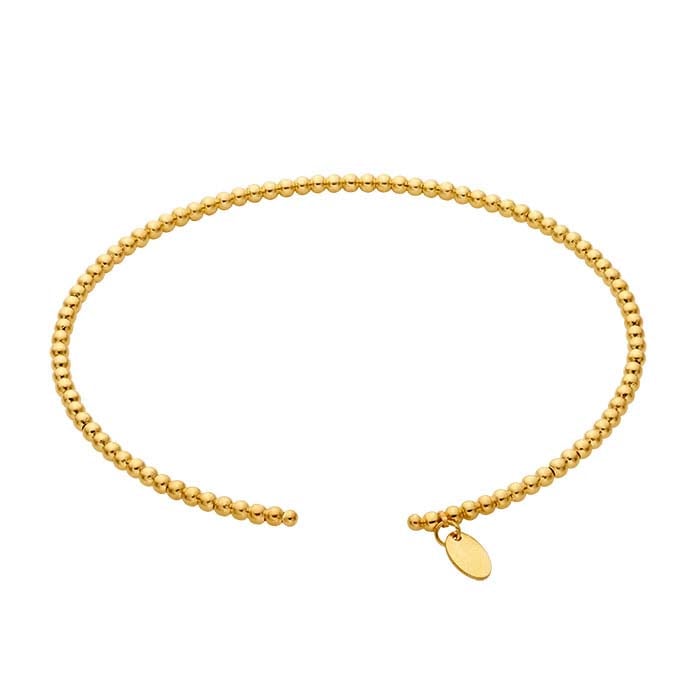14K Yellow Gold 2mm Beaded Cuff Bracelet
