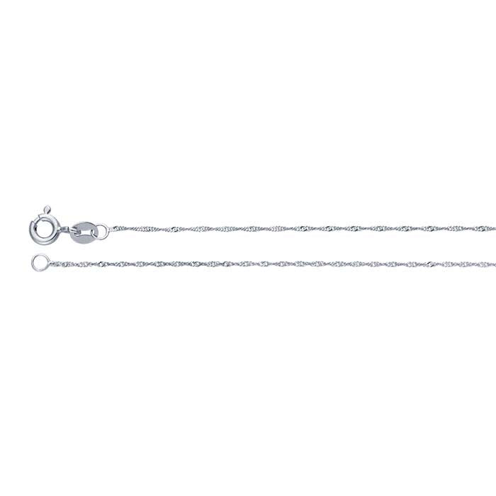 14K White Gold Diamond-Cut Singapore Chain